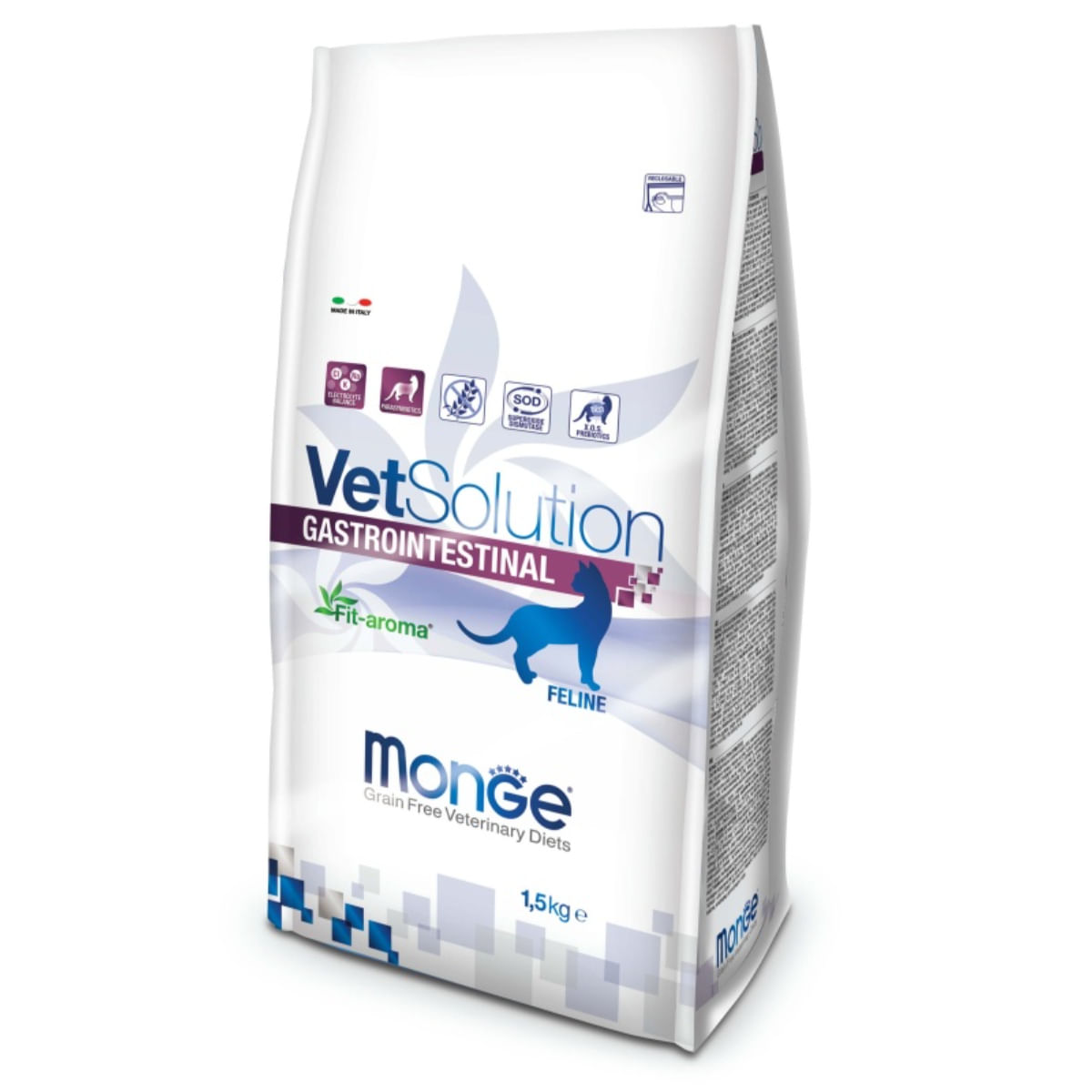 MONGE VETSOLUTION Gastrointestinal, Porc, dietă veterinară, hrană uscată fără cereale pisici, sistem digestiv, 1.5kg
