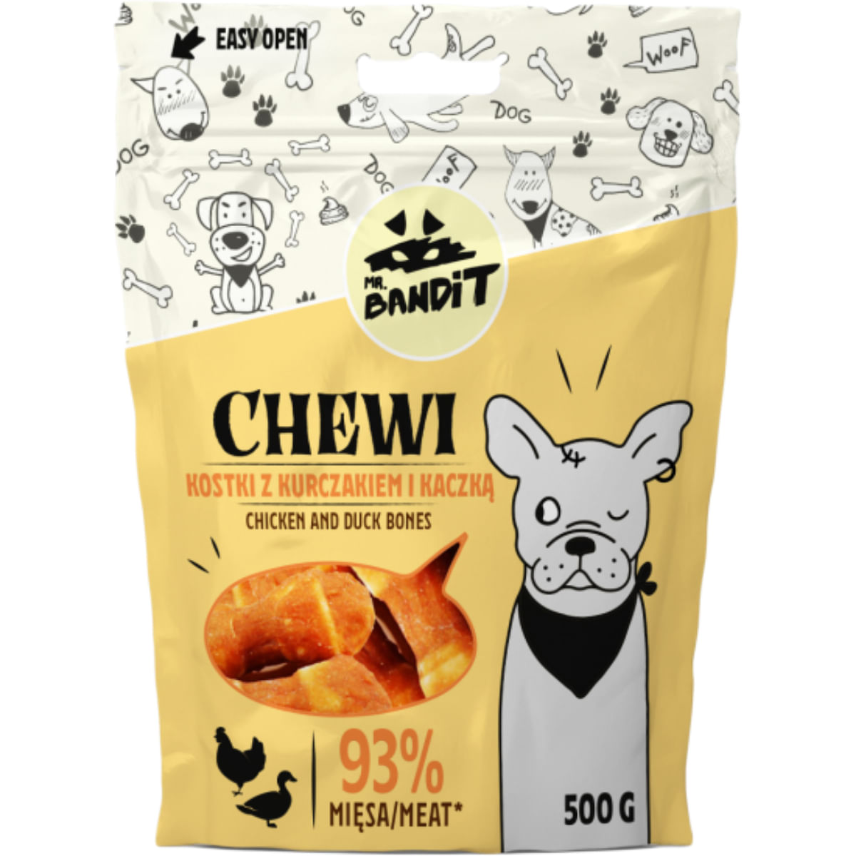 MR BANDIT Chewi Bones, XS-XL, Pui și Rață, punguță recompense câini, 500g - poza 2