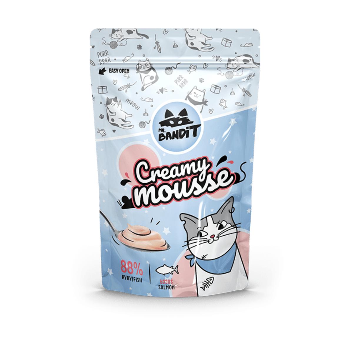 MR BANDIT Creamy Mousse, Somon, punguță, recompense pisici, (topping) MR BANDIT Creamy Mousse, Somon, punguță, plic recompense pisici, (topping), 60g - poza 1