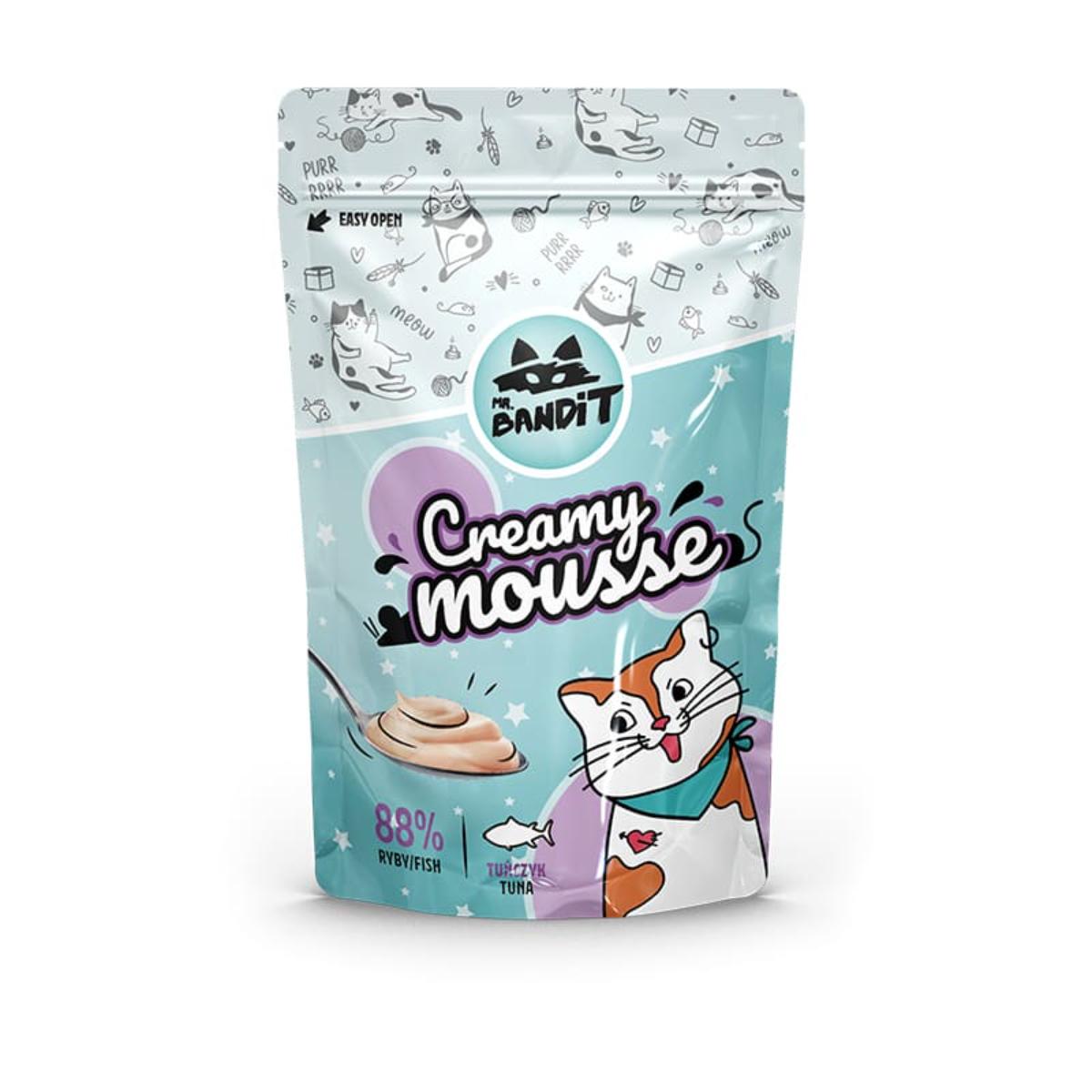 MR BANDIT Creamy Mousse, Ton, punguță, recompense pisici, (topping) MR BANDIT Creamy Mousse, Ton, punguță, plic recompense pisici, (topping), 60g - poza 1