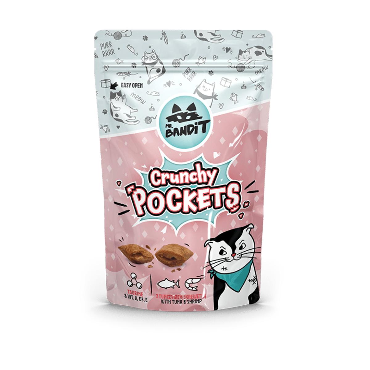 MR BANDIT Crunchy Pockets, Ton și Creveți, punguță recompense pisici, 40g - poza 1