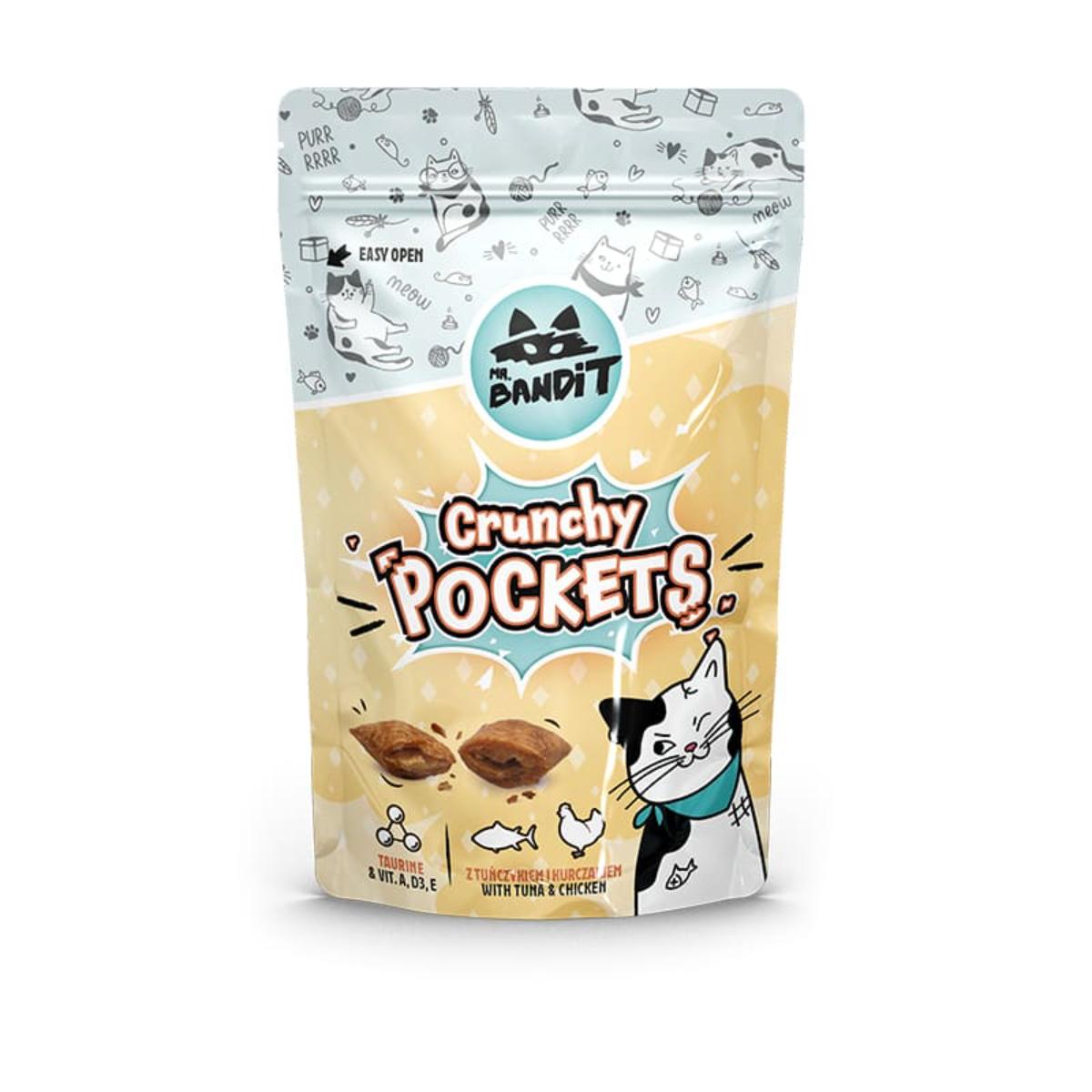 MR BANDIT Crunchy Pockets, Ton și Pui, punguță recompense pisici, 40g - poza 2