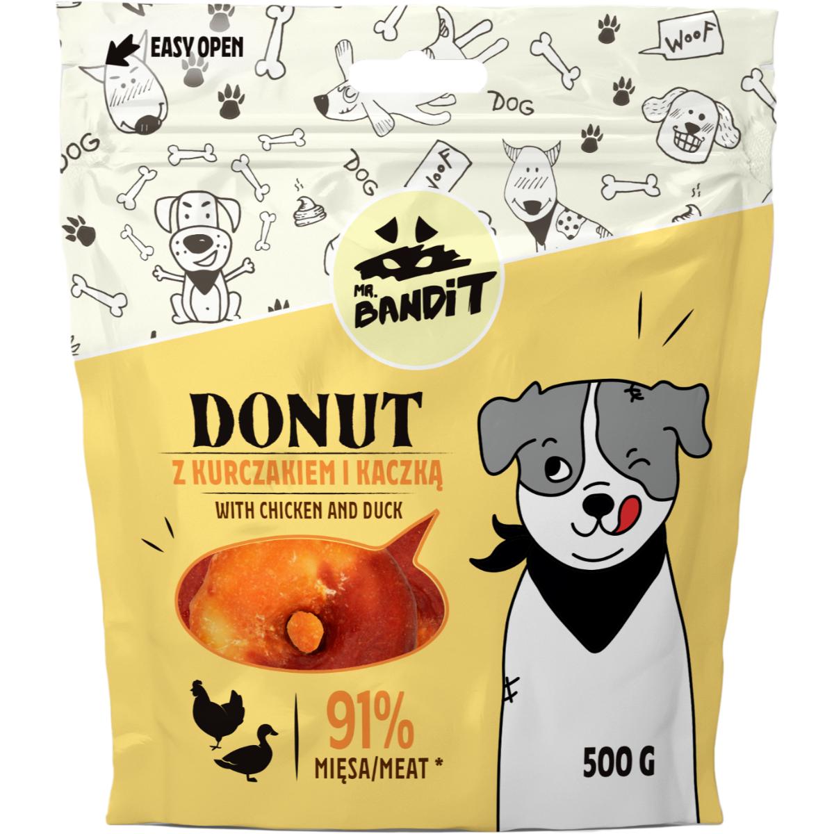 MR BANDIT Donut, XS-XL, Pui și Rață, punguță recompense câini, 500g - poza 2