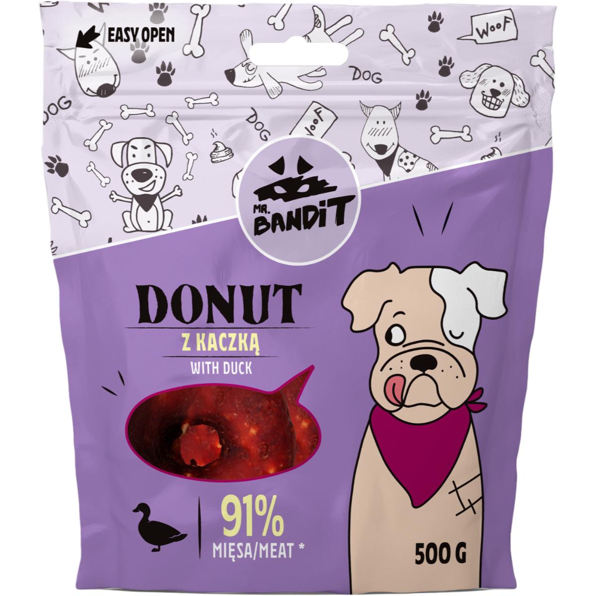 MR BANDIT Donut, XS-XL, Rață, punguță recompense câini, 500g - poza 2