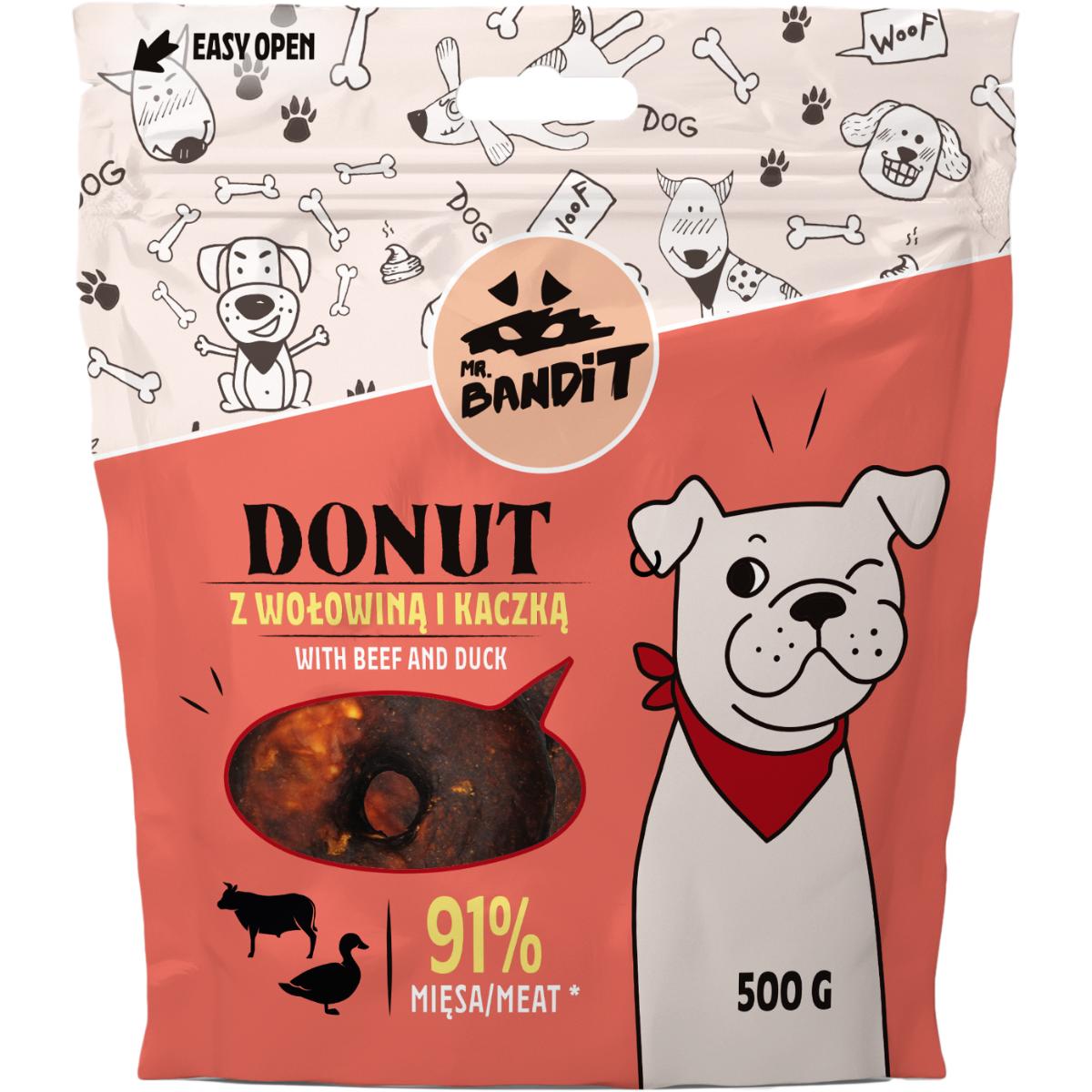 MR BANDIT Donut, XS-XL, Vită, punguță recompense câini, 500g - poza 2
