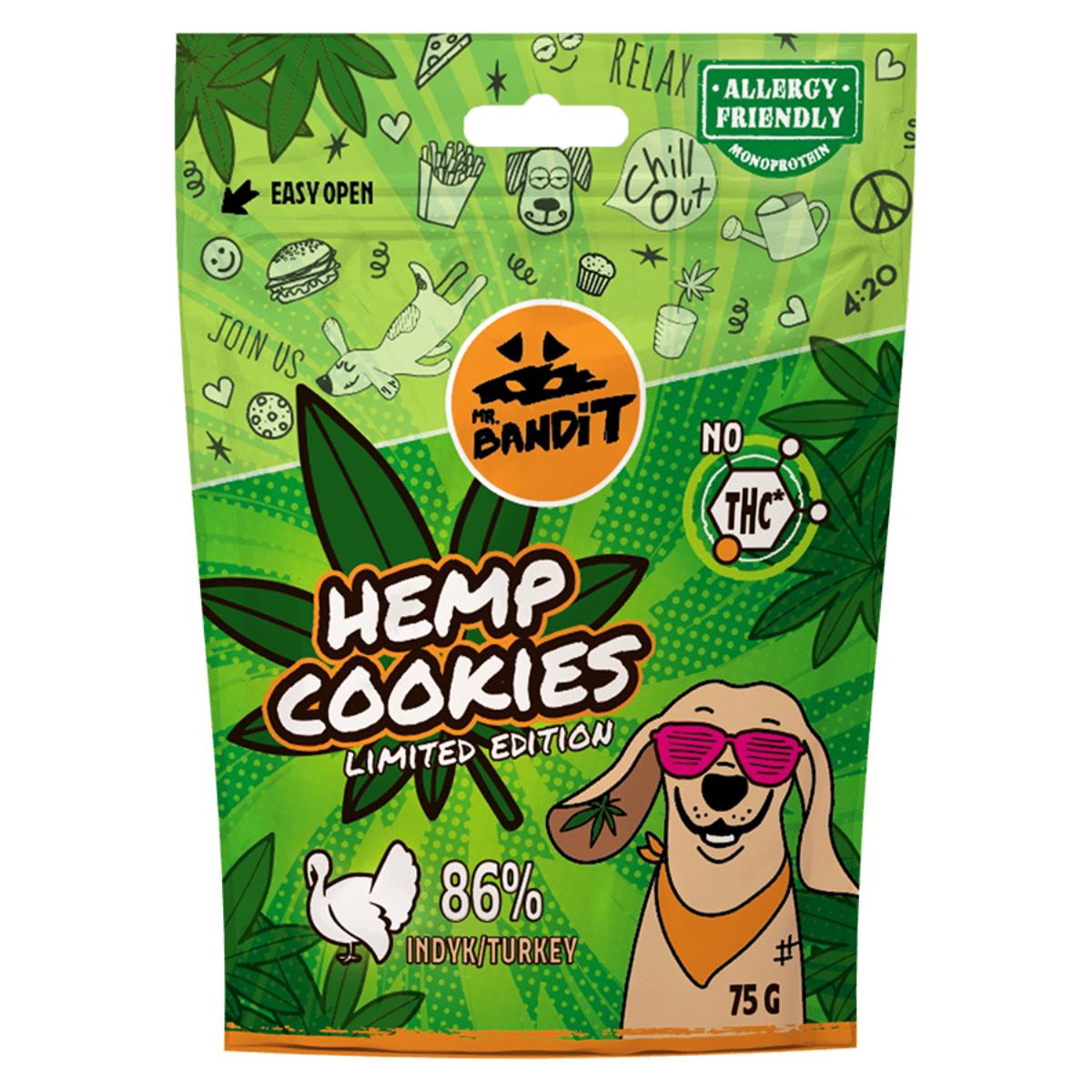 MR BANDIT Hemp Cookies, XS-XL, Curcan, punguță recompense fără cereale câini, 75g - poza 2