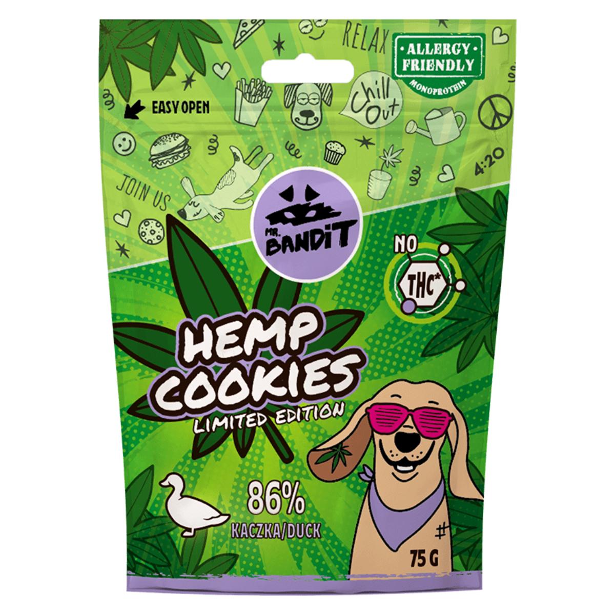 MR BANDIT Hemp Cookies, XS-XL, Rață, punguță recompense fără cereale câini, 75g - poza 1