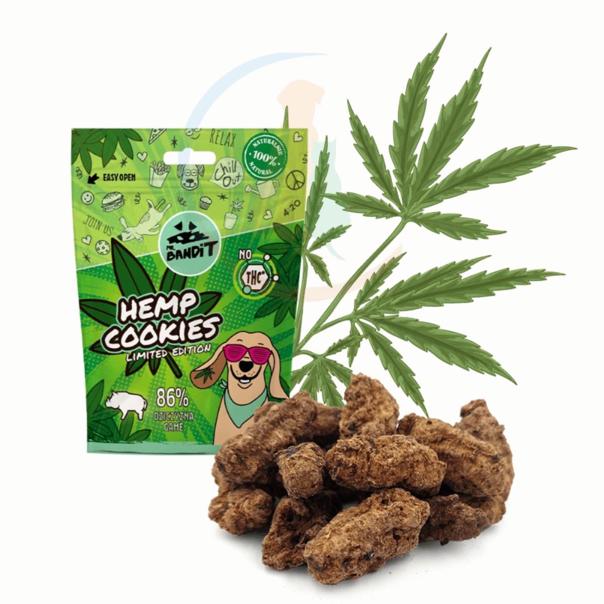 MR BANDIT Hemp Cookies, XS-XL, Vânat, punguță recompense fără cereale câini, 75g - poza 1