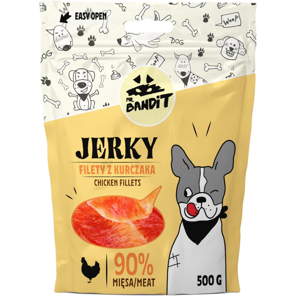 MR BANDIT Jerky Fillets, XS-XL, Pui, punguță recompense fără cereale câini, 500g - poza 1