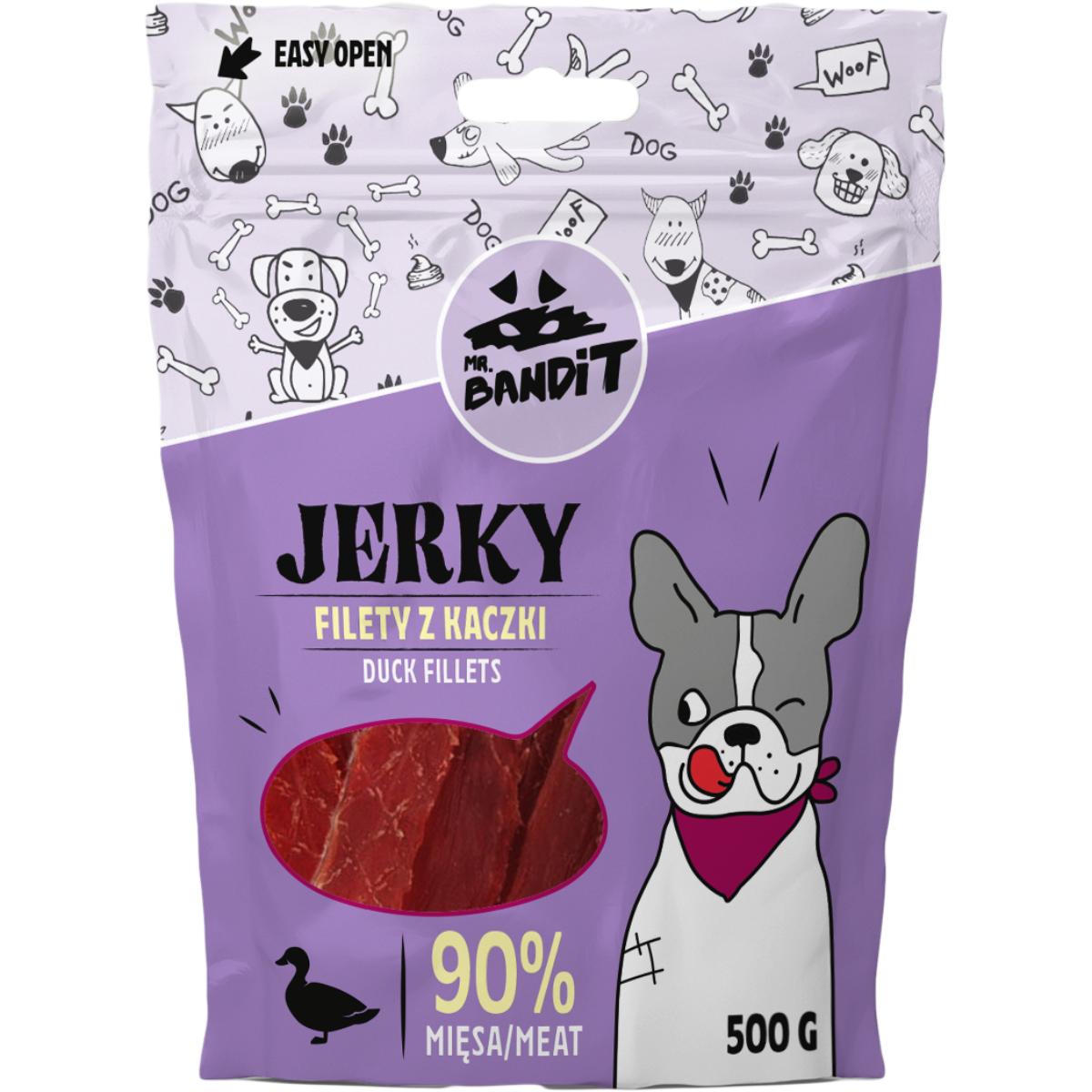 MR BANDIT Jerky Fillets, XS-XL, Rață, punguță recompense fără cereale câini, 80g - poza 1