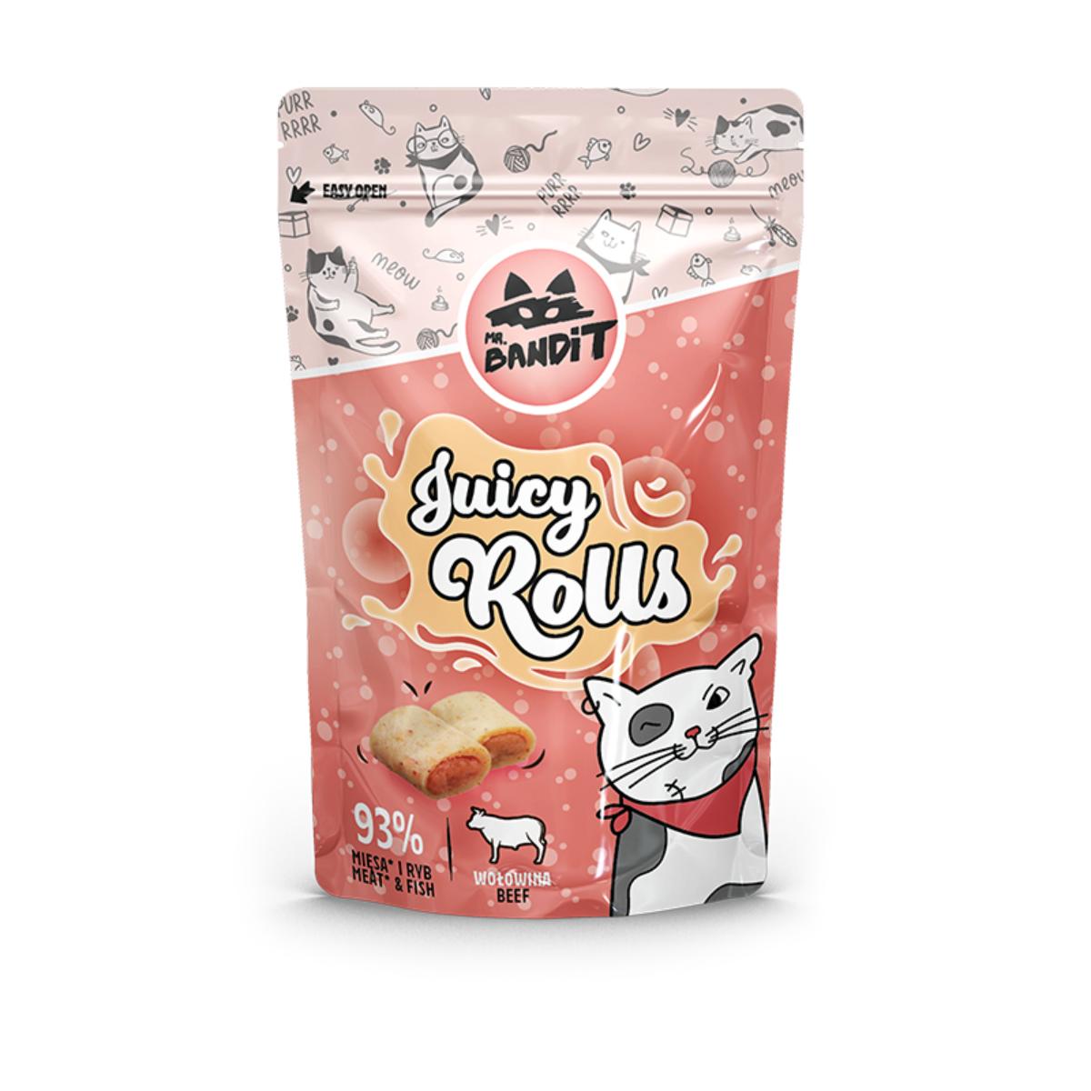 MR BANDIT Juicy Rolls, Vită, punguță recompense pisici, 40g - poza 2