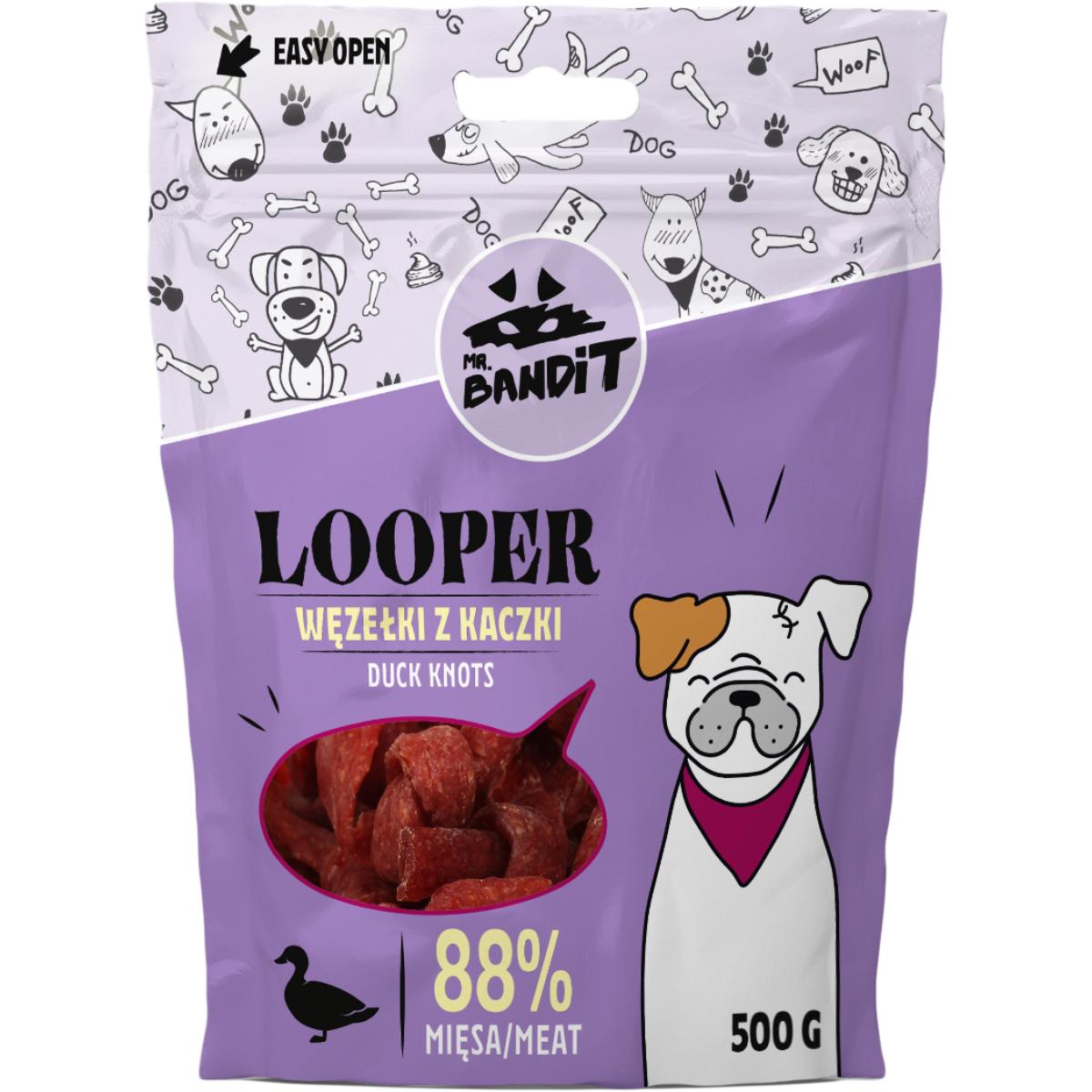 MR BANDIT Looper Knots, XS-XL, Rață, punguță recompense câini, 500g - poza 1