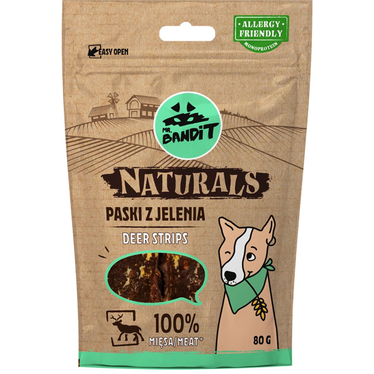 MR BANDIT Natural Stripes, XS-XL, Căprioară, punguță recompense monoproteică fără cereale câini, 80g - poza 2