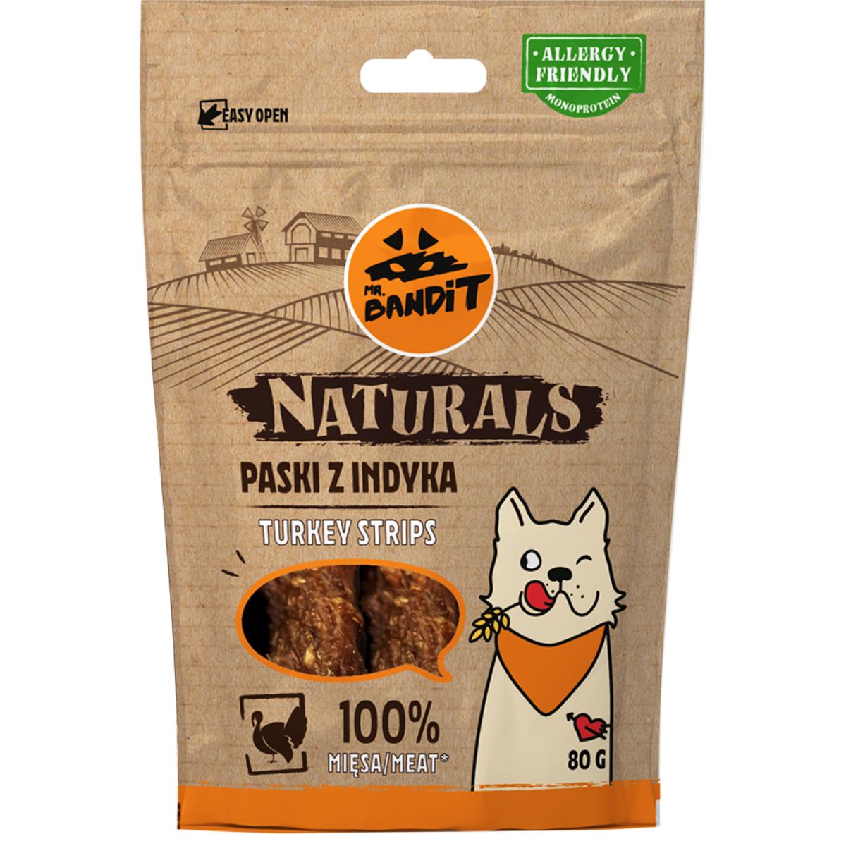MR BANDIT Natural Stripes, XS-XL, Curcan, punguță recompense monoproteică fără cereale câini, 80g - poza 1