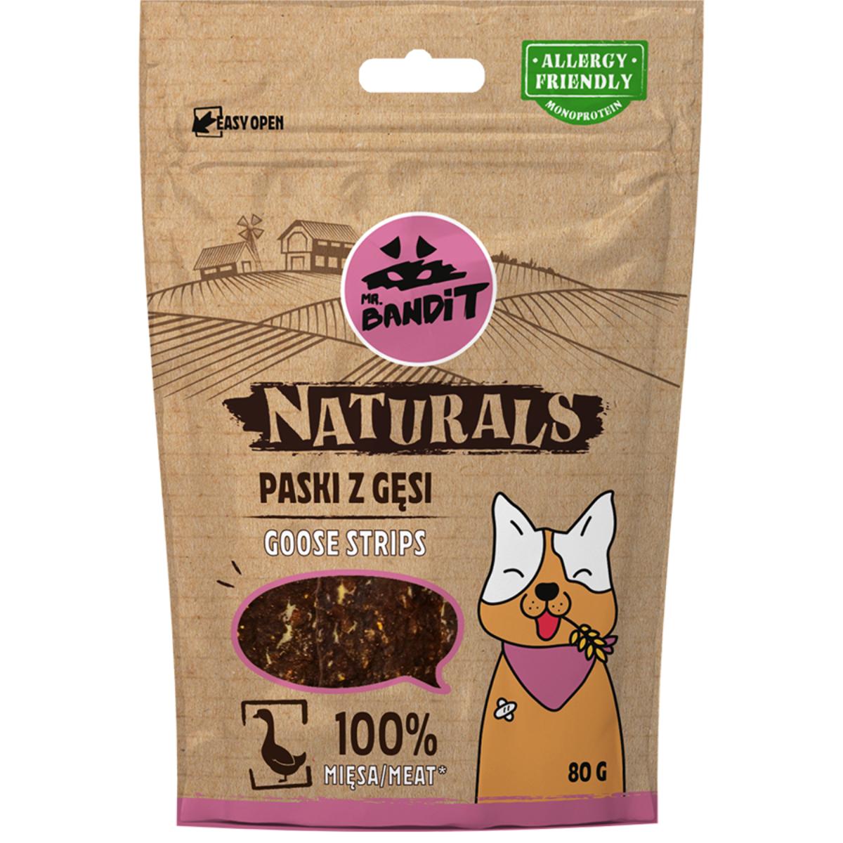 MR BANDIT Natural Stripes, XS-XL, Gâsca, punguță recompense monoproteică fără cereale câini, 80g - poza 1