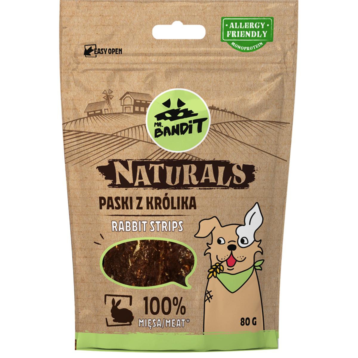 MR BANDIT Natural Stripes, XS-XL, Iepure, punguță recompense monoproteică fără cereale câini, 80g - poza 2