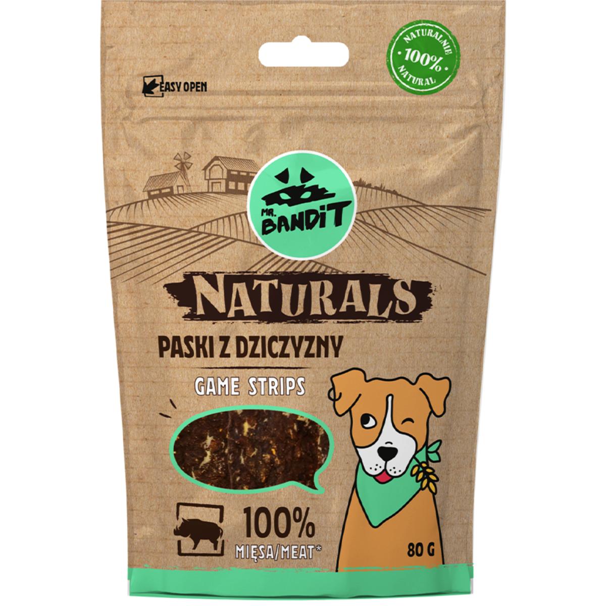 MR BANDIT Natural Stripes, XS-XL, Vânat, punguță recompense monoproteică fără cereale câini, 80g - poza 1