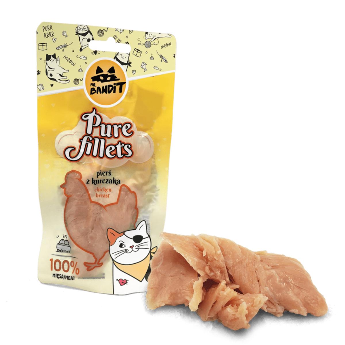 MR BANDIT Pure Fillets, Pui, punguță recompense fără cereale pisici, 30g - poza 1