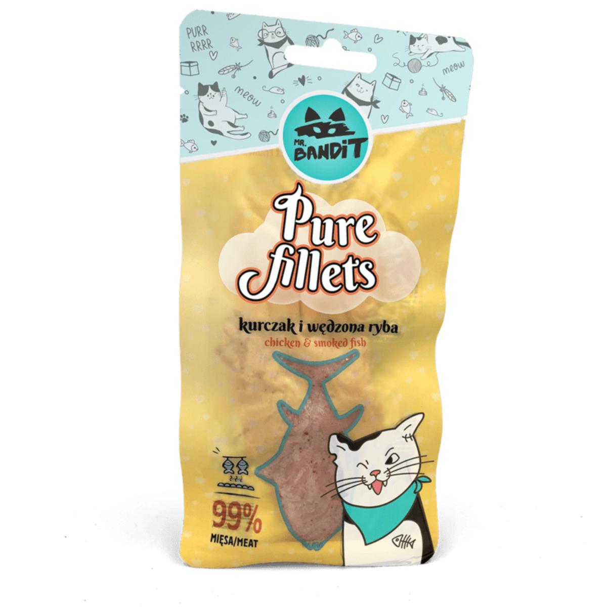 MR BANDIT Pure Fillets, Pui și Pește, punguță recompense fără cereale pisici, 30g - poza 2