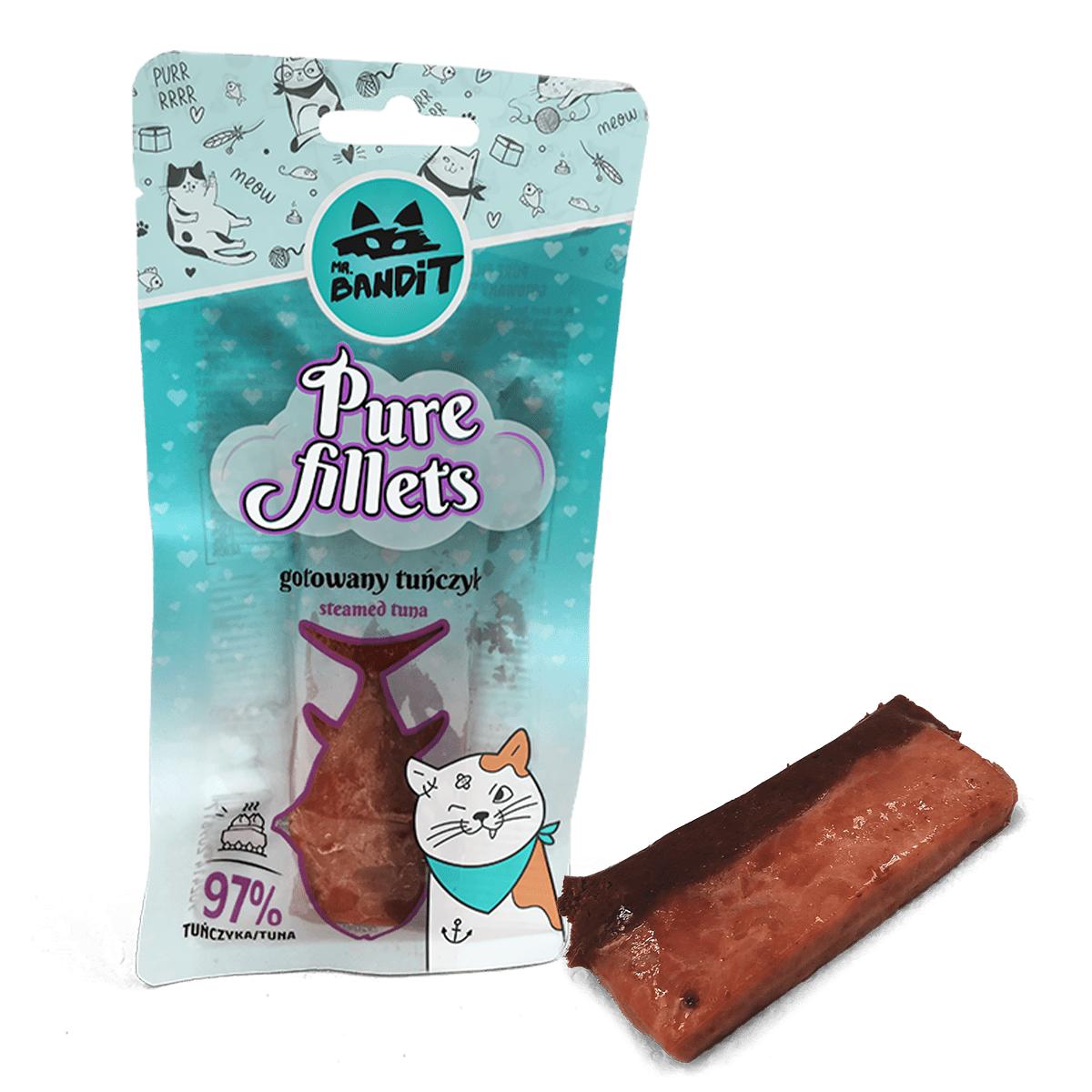 MR BANDIT Pure Fillets Steamed, Ton, punguță recompense fără cereale pisici, 30g - poza 2