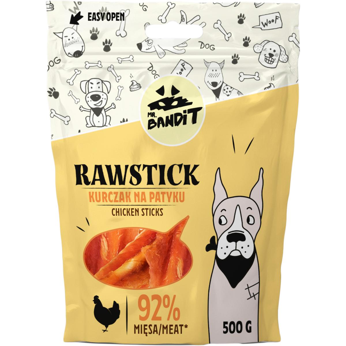 MR BANDIT Rawstick, XS-XL, Pui, punguță recompense fără cereale câini, 500g - poza 2