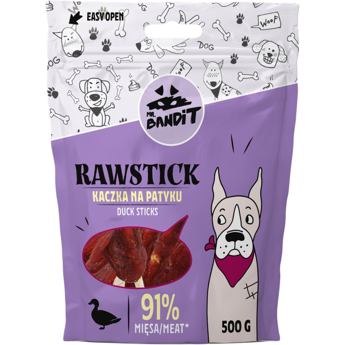 MR BANDIT Rawstick, XS-XL, Rață, punguță recompense fără cereale câini, 500g - poza 2