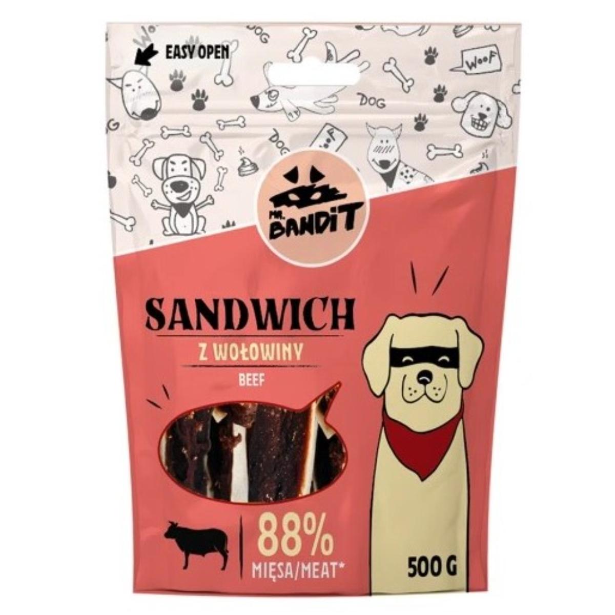 MR BANDIT Sandwich, XS-XL, Vită, punguță recompense câini, 500g - poza 1