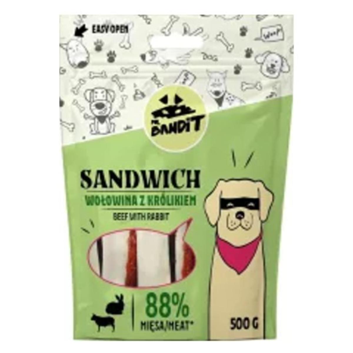 MR BANDIT Sandwich, XS-XL, Vită și Iepure, punguță recompense câini, 500g - poza 1