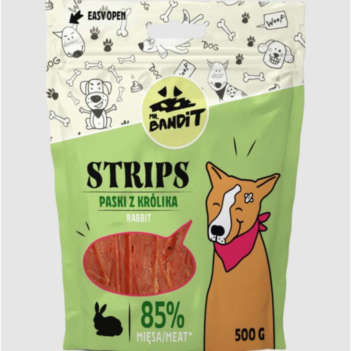 MR BANDIT Strips, XS-XL, Iepure, punguță recompense fără cereale câini, 500g - poza 2