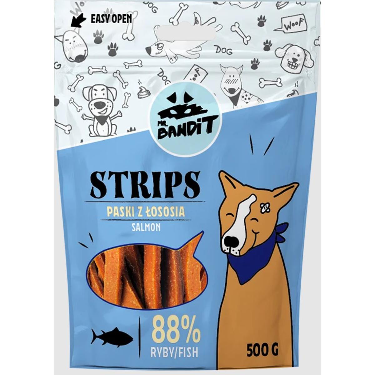 MR BANDIT Strips, XS-XL, Somon, punguță recompense fără cereale câini, 500g - poza 1