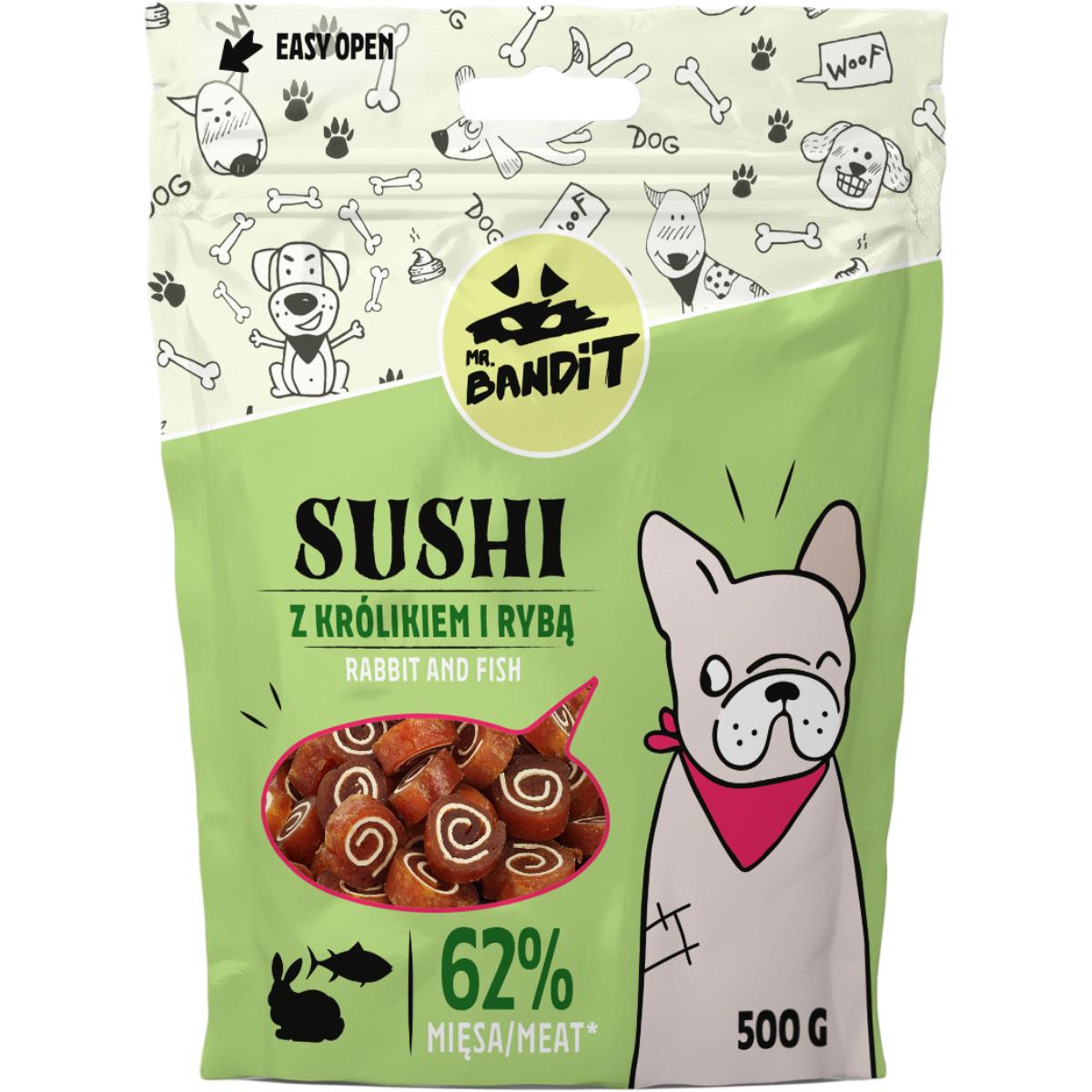 MR BANDIT Sushi, XS-XL, Iepure și Pește, punguță recompense câini, 500g - poza 2