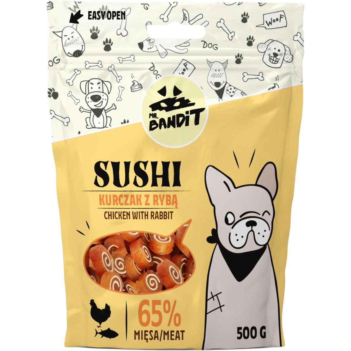 MR BANDIT Sushi, XS-XL, Pui și Pește, punguță recompense câini, 80g - poza 2