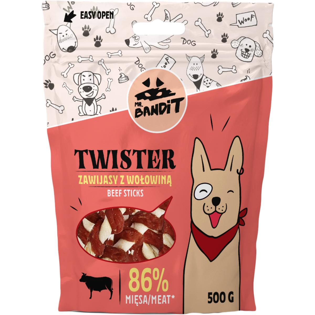 MR BANDIT Twister, XS-XL, Vită, punguță recompense câini, 500g - poza 1