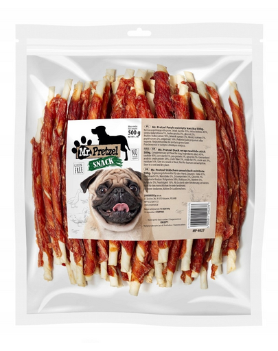 MR. PRETZEL Batoane învelite în carne de rață recompensă pentru câini 500 g