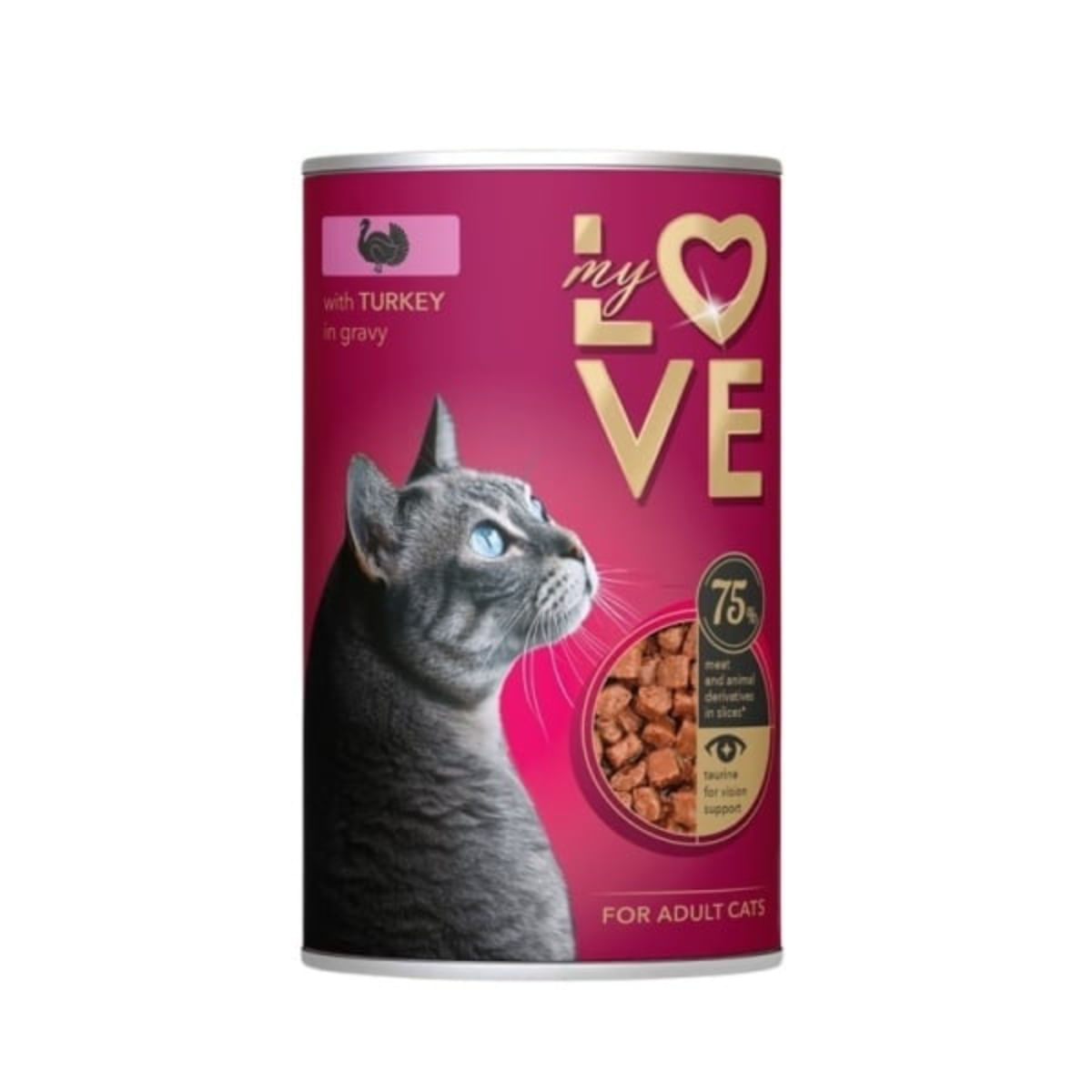 MY LOVE, Curcan, conservă hrană umedă pisici, (în sos), 415g - poza 2