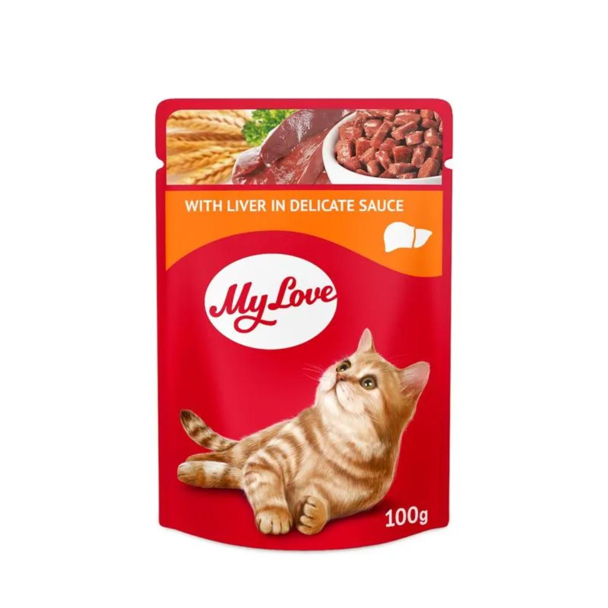 MY LOVE, Ficat, hrană umedă pisici, (în sos) MY LOVE, Ficat, plic hrană umedă pisici, (în sos), 100g - poza 1