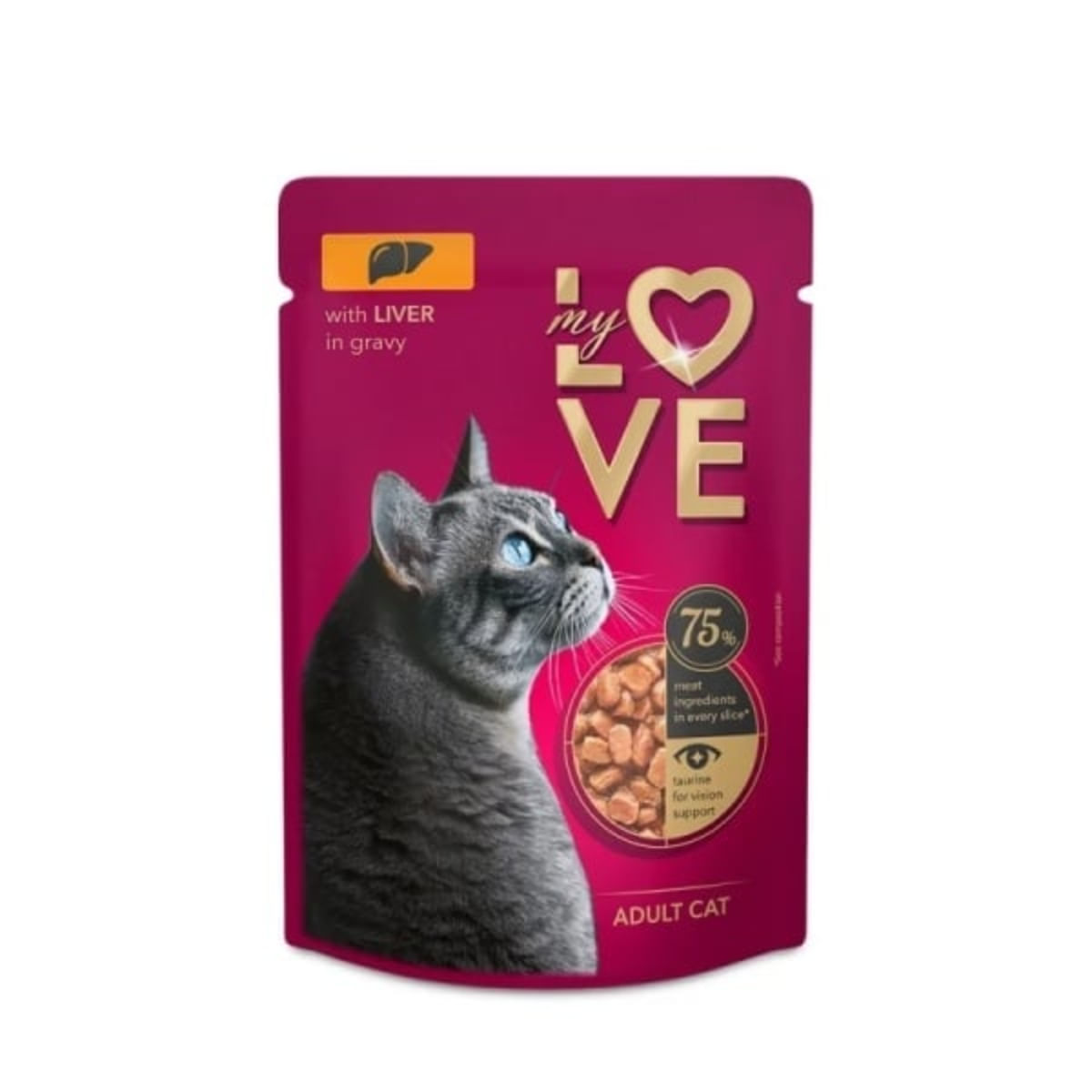 MY LOVE, Ficat, plic hrană umedă pisici, (în sos), 85g - poza 1