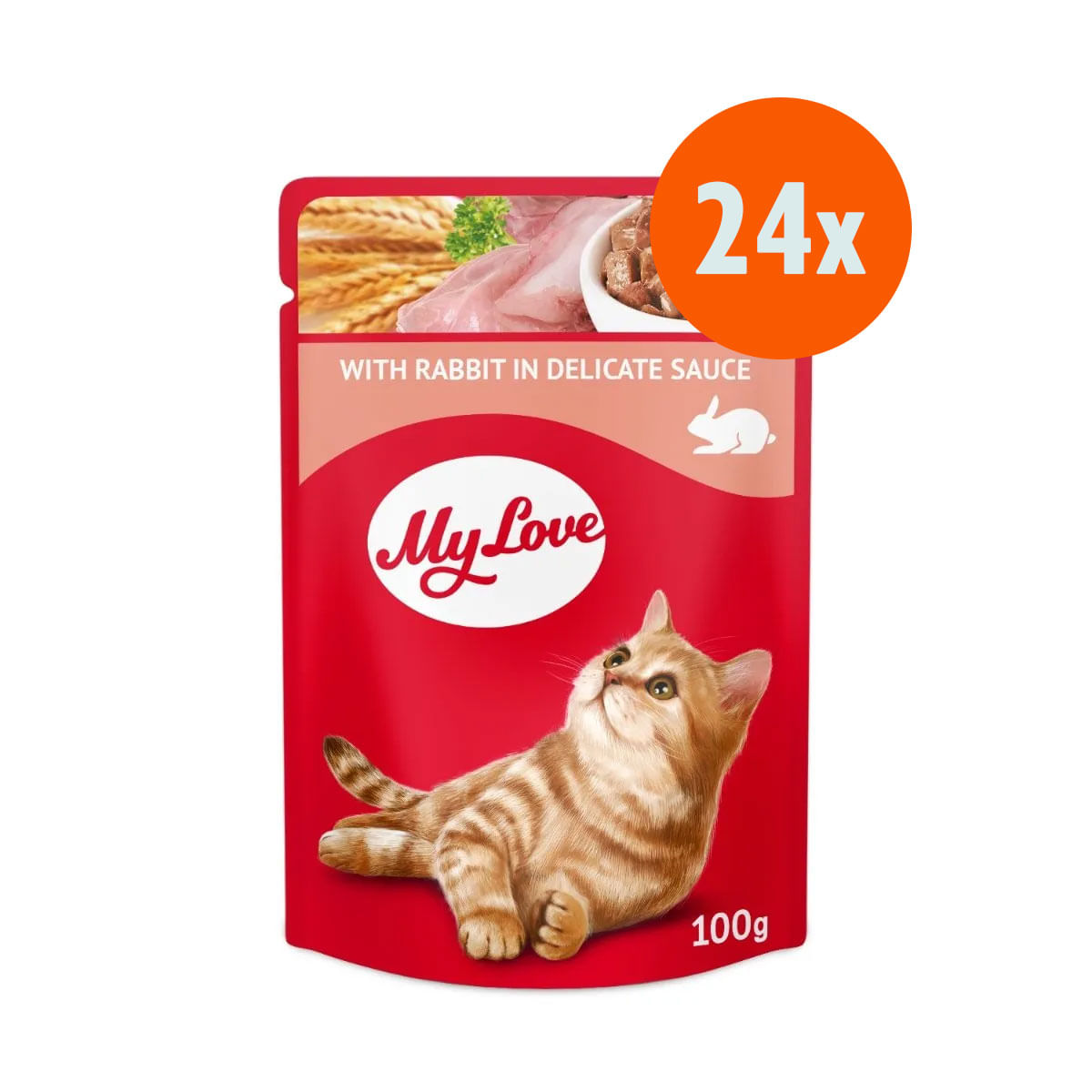 MY LOVE, Iepure, hrană umedă pisici, (în sos) MY LOVE, Iepure, plic hrană umedă pisici, (în sos), 85g x 24buc - poza 1