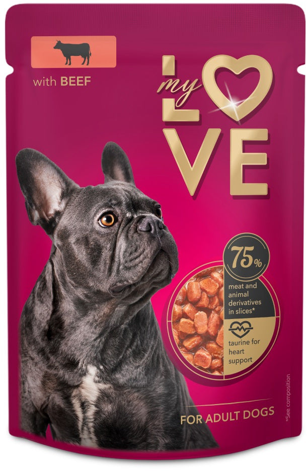 MY LOVE Plic Hrană umedă pentru câini, cu Vită 100g