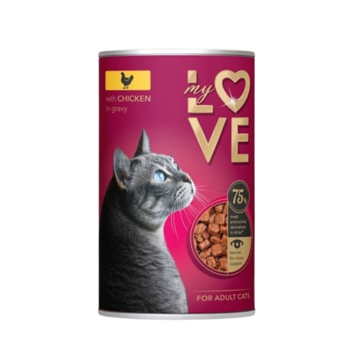 MY LOVE, Pui, conservă hrană umedă pisici, (în sos), 415g - poza 1