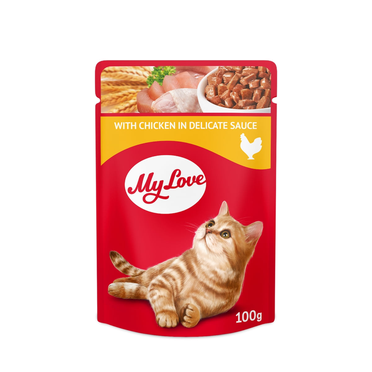 MY LOVE, Pui, hrană umedă pisici, (în sos) MY LOVE, Pui, plic hrană umedă pisici, (în sos), 100g - poza 2