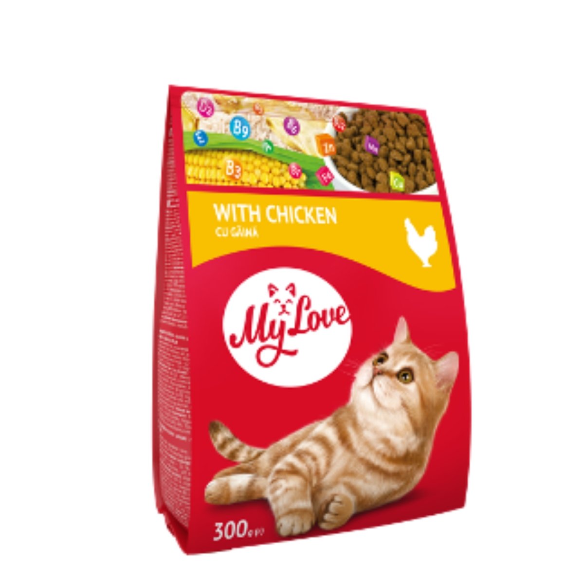 MY LOVE, Pui, hrană uscată pisici, 300g - poza 2