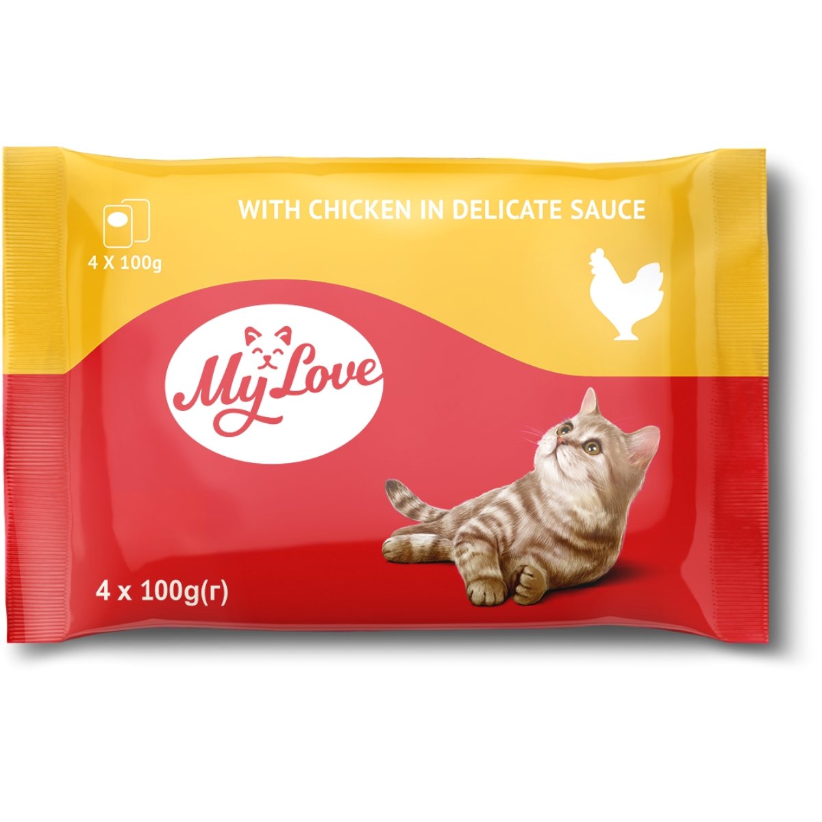 MY LOVE, Pui, plic hrană umedă pisici, (în sos), bax, 100g x 4buc - poza 2