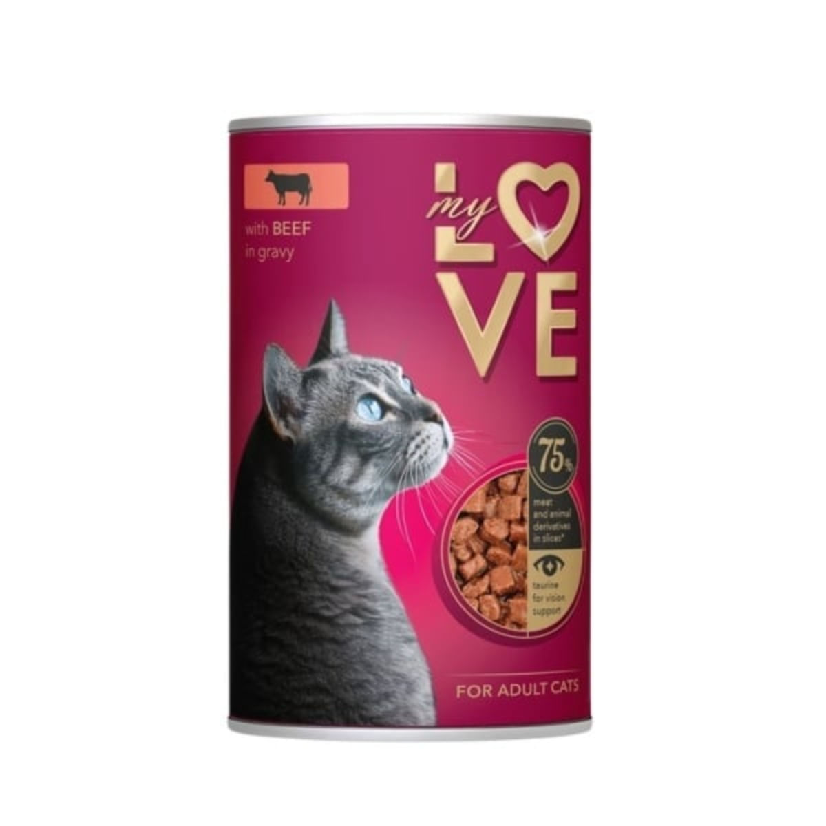 MY LOVE, Vită, conservă hrană umedă pisici, (în sos), 415g - poza 1