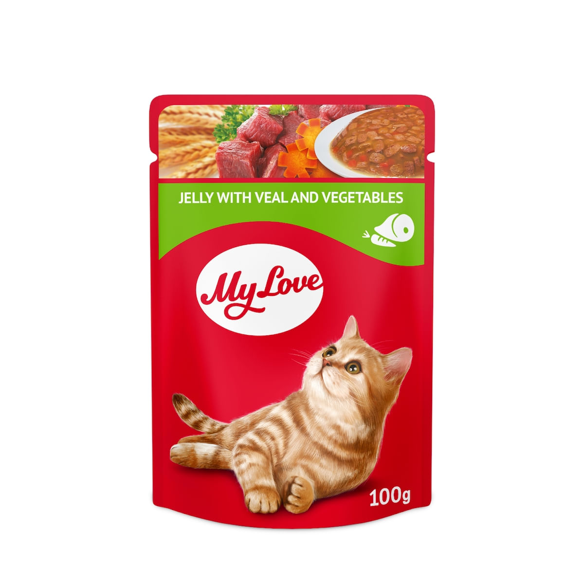 MY LOVE, Vită și Legume, hrană umedă pisici, (în jeleu) MY LOVE, Vită și Legume, plic hrană umedă pisici, (în jeleu), 85g - poza 2