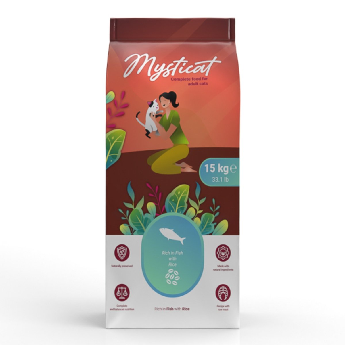 MYSTICAT, Pește și Orez, hrană uscată pisici, 15kg - poza 2