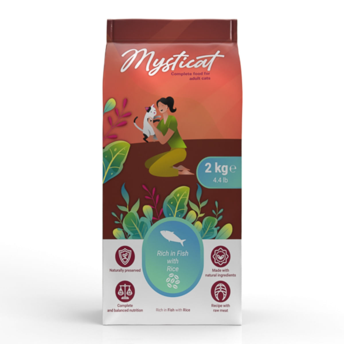MYSTICAT, Pește și Orez, hrană uscată pisici, 2kg - poza 2