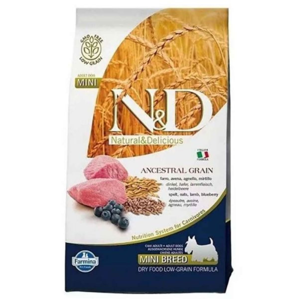N&D Ancestral Grain Adult Mini, XS-S, Miel și afine, hrană uscată conținut redus cereale câini, 800g - poza 2