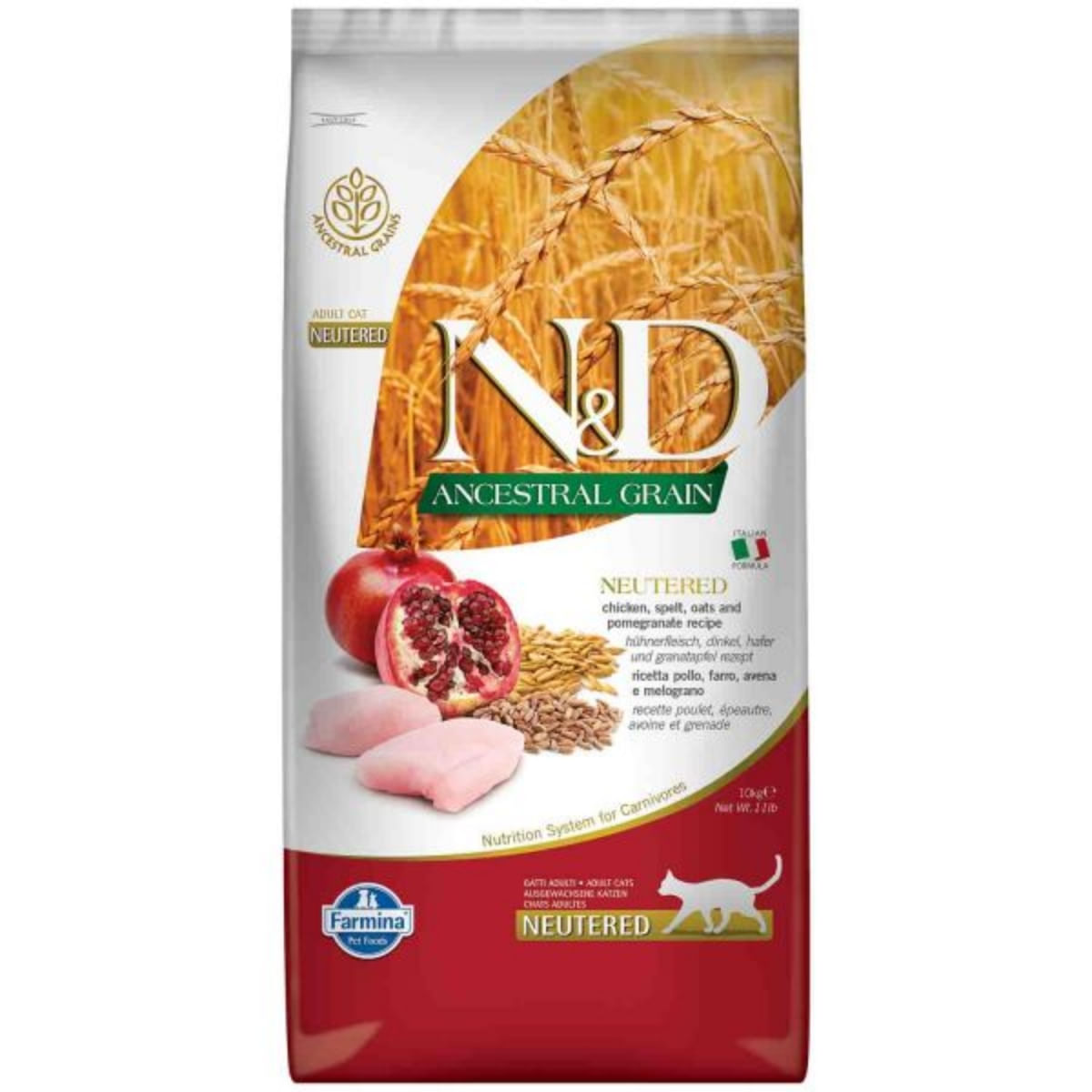 N&D Ancestral Grain Adult Sterilizat, Pui Rodie, hrană uscată conținut redus cereale pisici, 10kg - poza 2