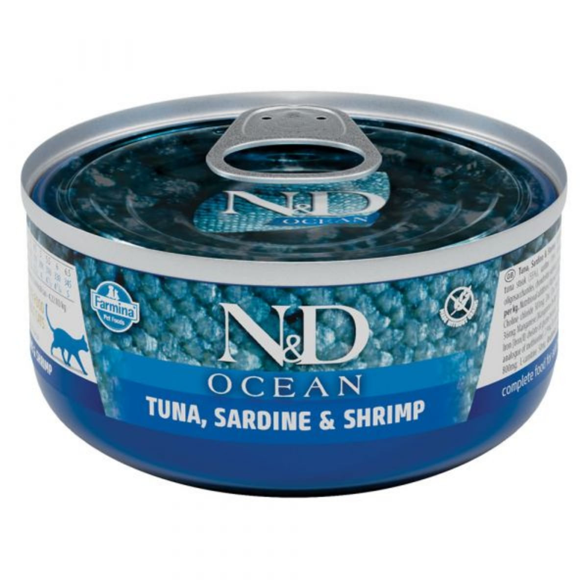 N&D Ocean, Ton și Sardine, conservă hrană umedă fără cereale pisici, (în sos), 70g - poza 1